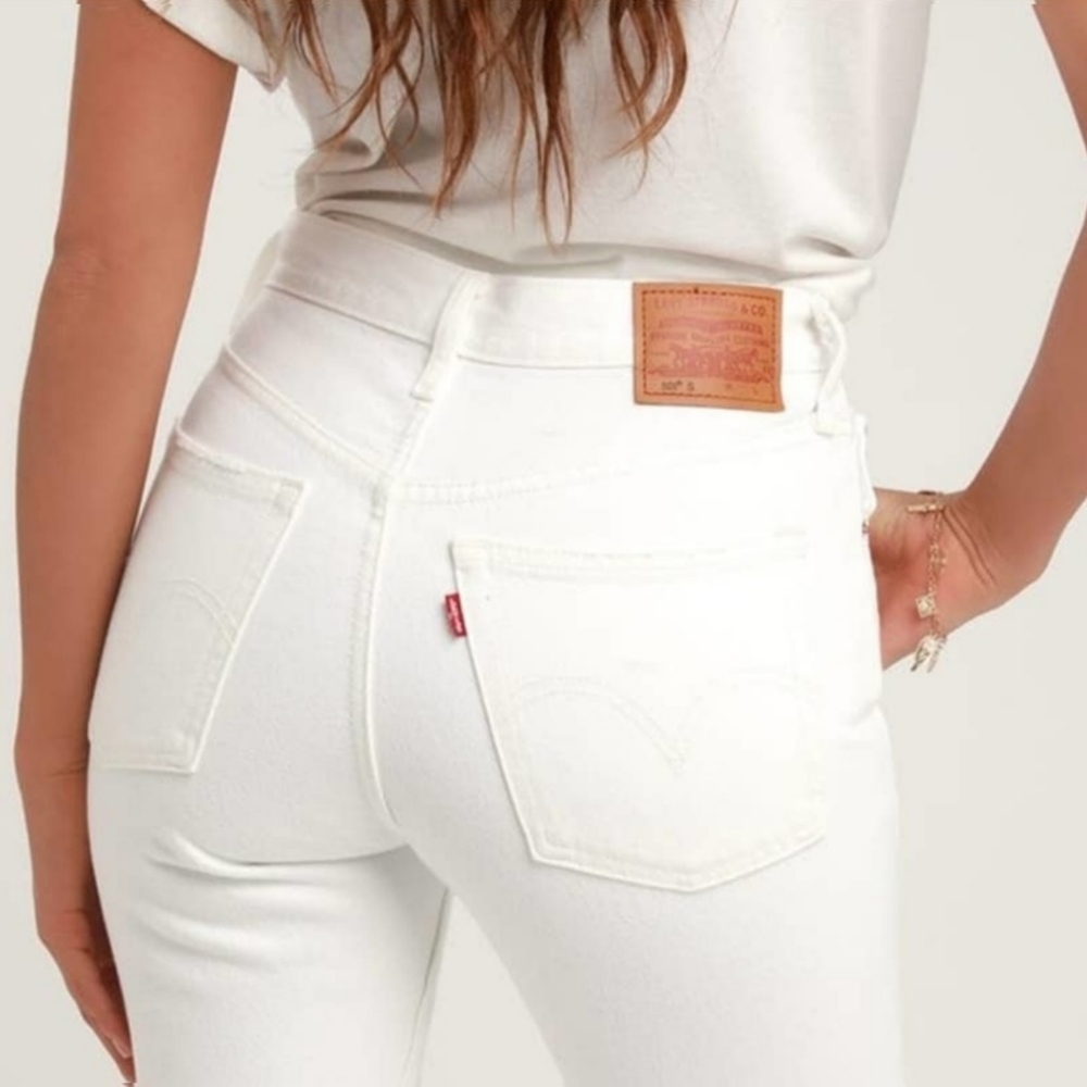 Levi's 501 Skinny White Jeans in Don't Mind if I do Wash
